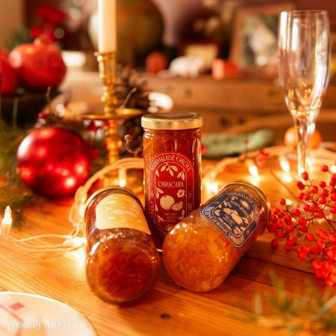 marmalade made from Ojai county califormia citrus on a christmas table